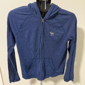 Vtg Y2K Abercrombie & Fitch Hoodie Kids XL Blue Zip up Muscle Moose Jacket